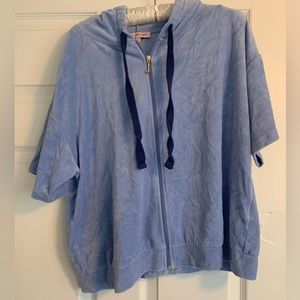 GUC Juicy Couture blue velour short sleeved hoodie size medium